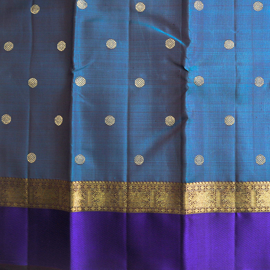 Kanchana Anandha Blue Authentic Violet Kanchipuram Silk Saree