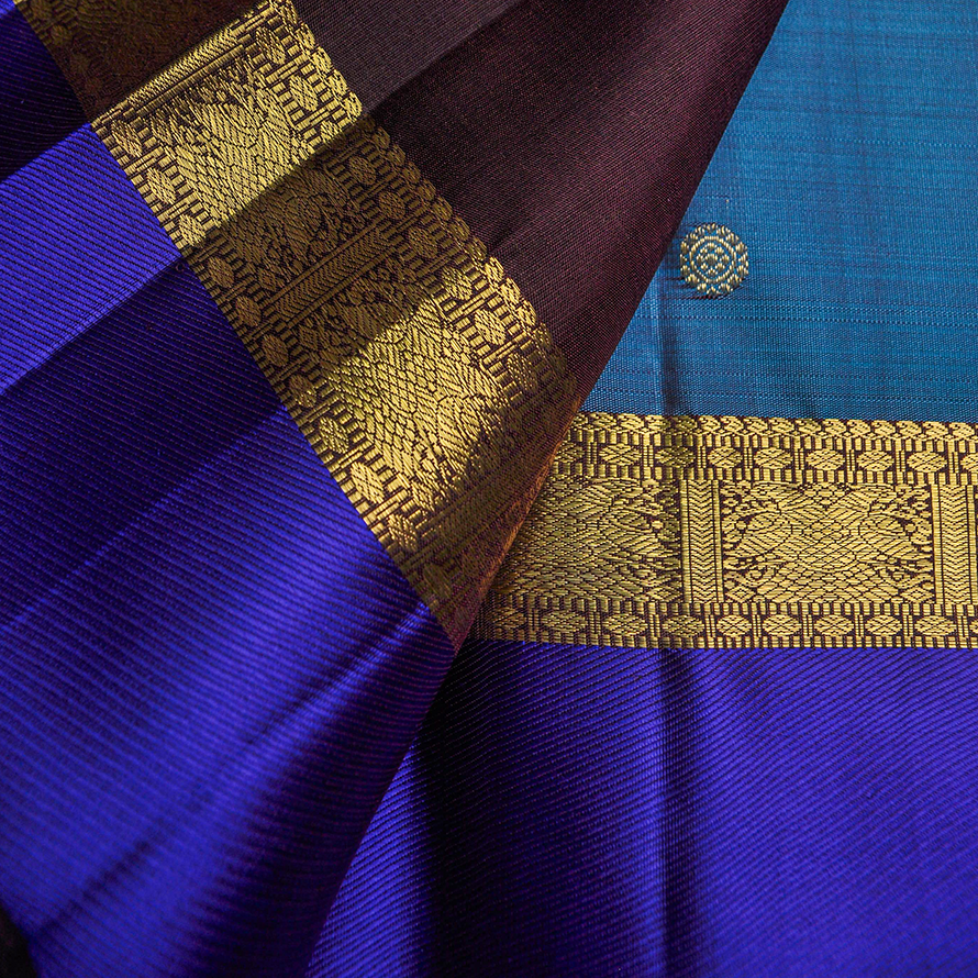 Kanchana Anandha Blue Authentic Violet Kanchipuram Silk Saree