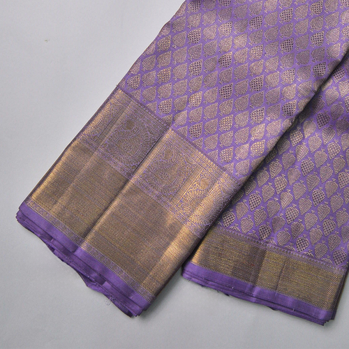 Lavender Self Design Kanchipuram Silk Saree – With Blouse