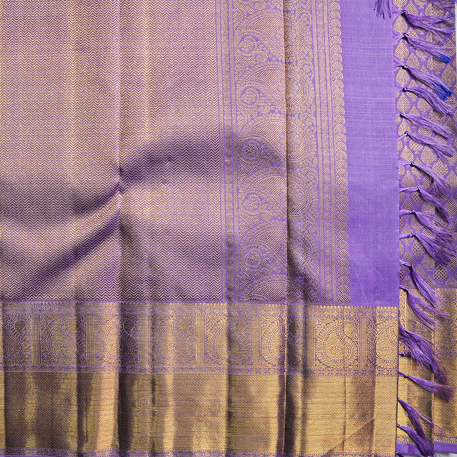 Lavender Self Design Kanchipuram Silk Saree – With Blouse