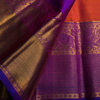 Orange Mustard Kanchipuram Silk Thread Design Saree