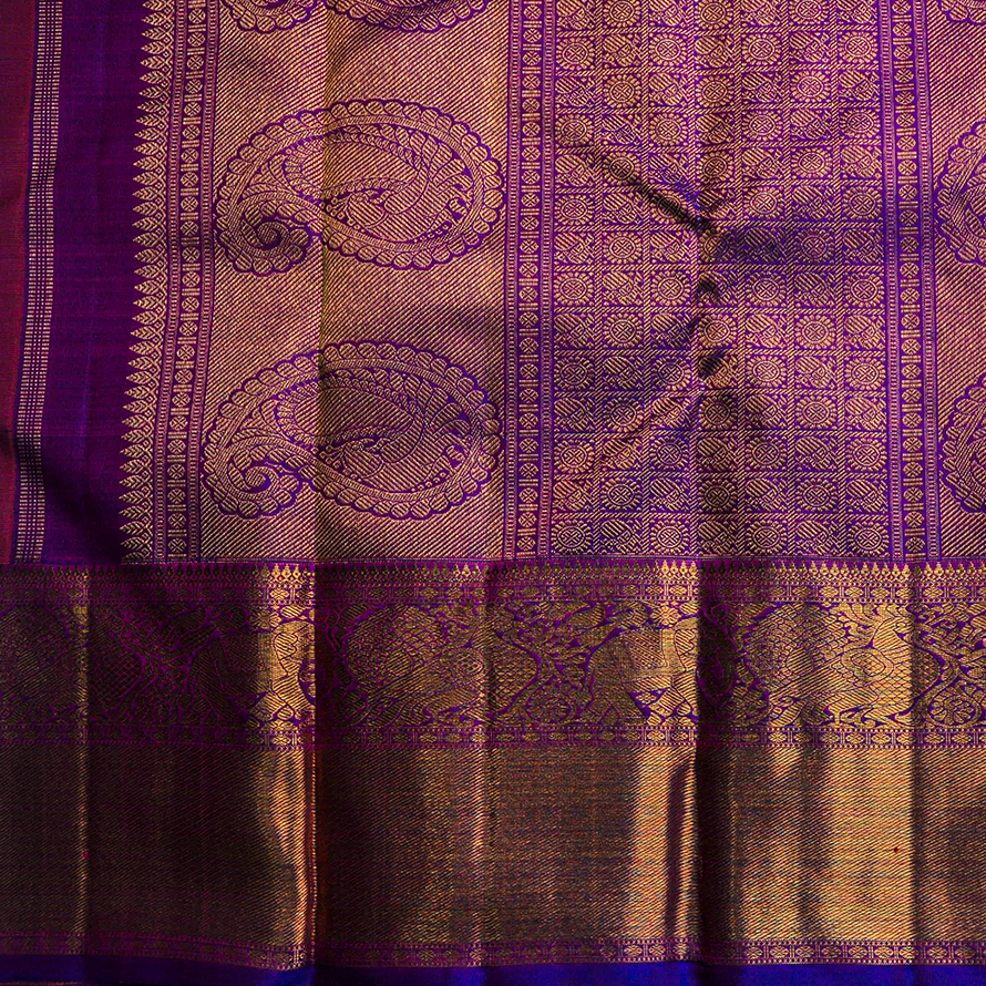 Orange Mustard Kanchipuram Silk Thread Design Saree