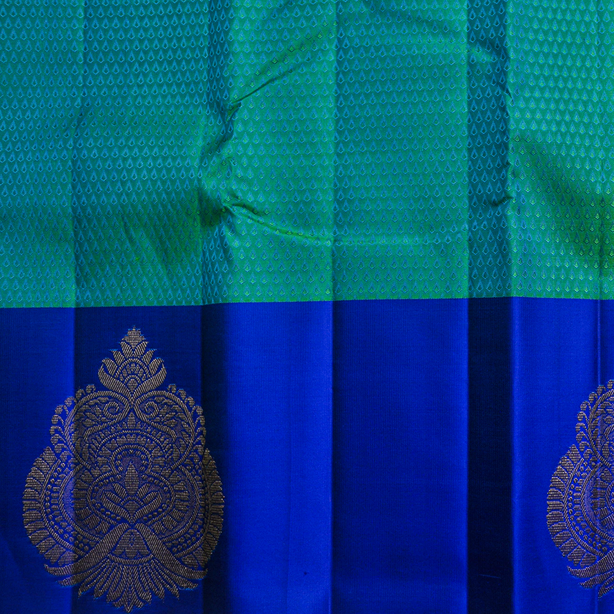 Parrot Green Kanchipuram Silk Saree with Anandha Border