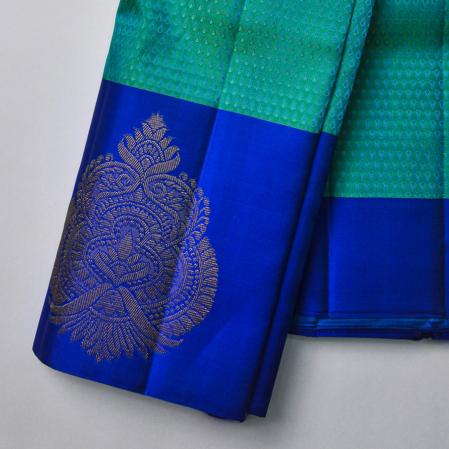 Parrot Green Kanchipuram Silk Saree with Anandha Border