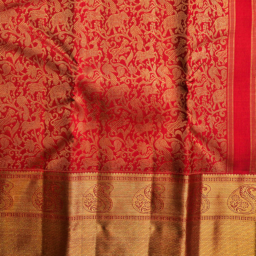Pure Red Kanchipuram Silk Saree – EM