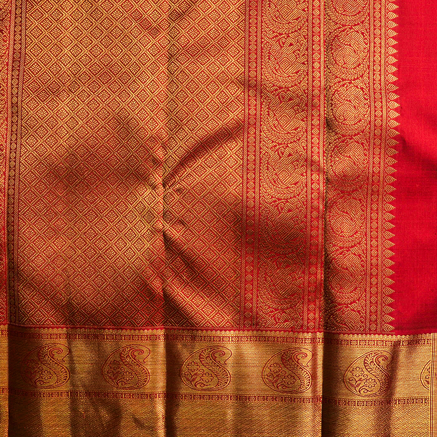 Pure Red Kanchipuram Silk Saree – EM