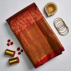Pure Red Kanchipuram Silk Saree – EM