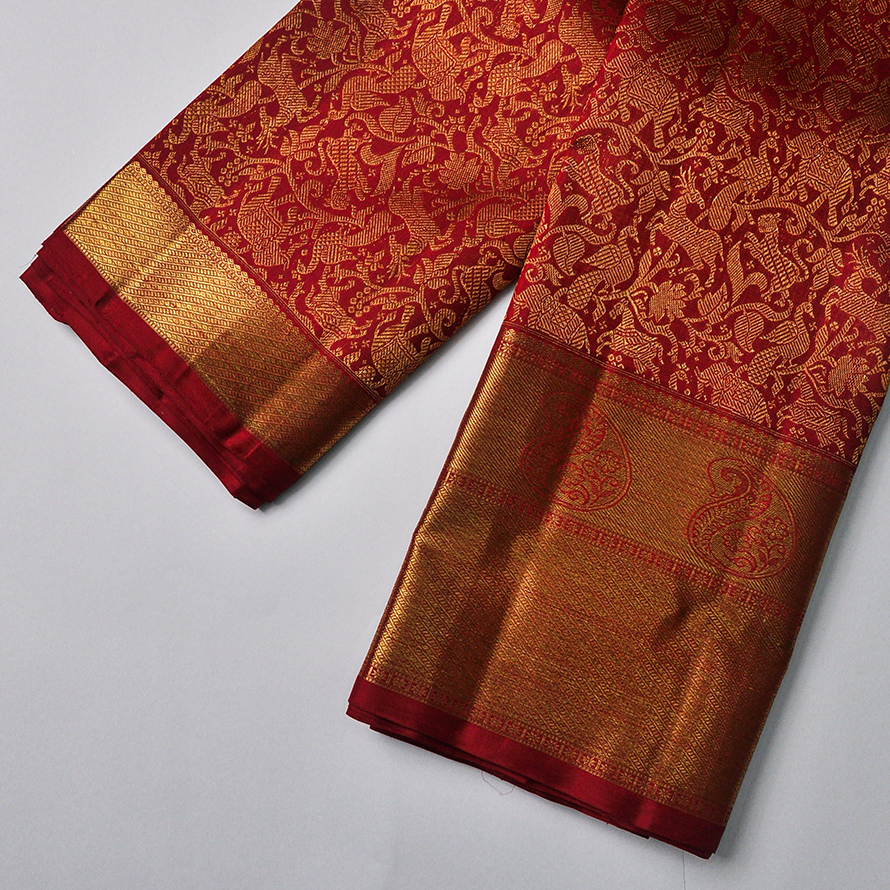 Pure Red Kanchipuram Silk Saree – EM
