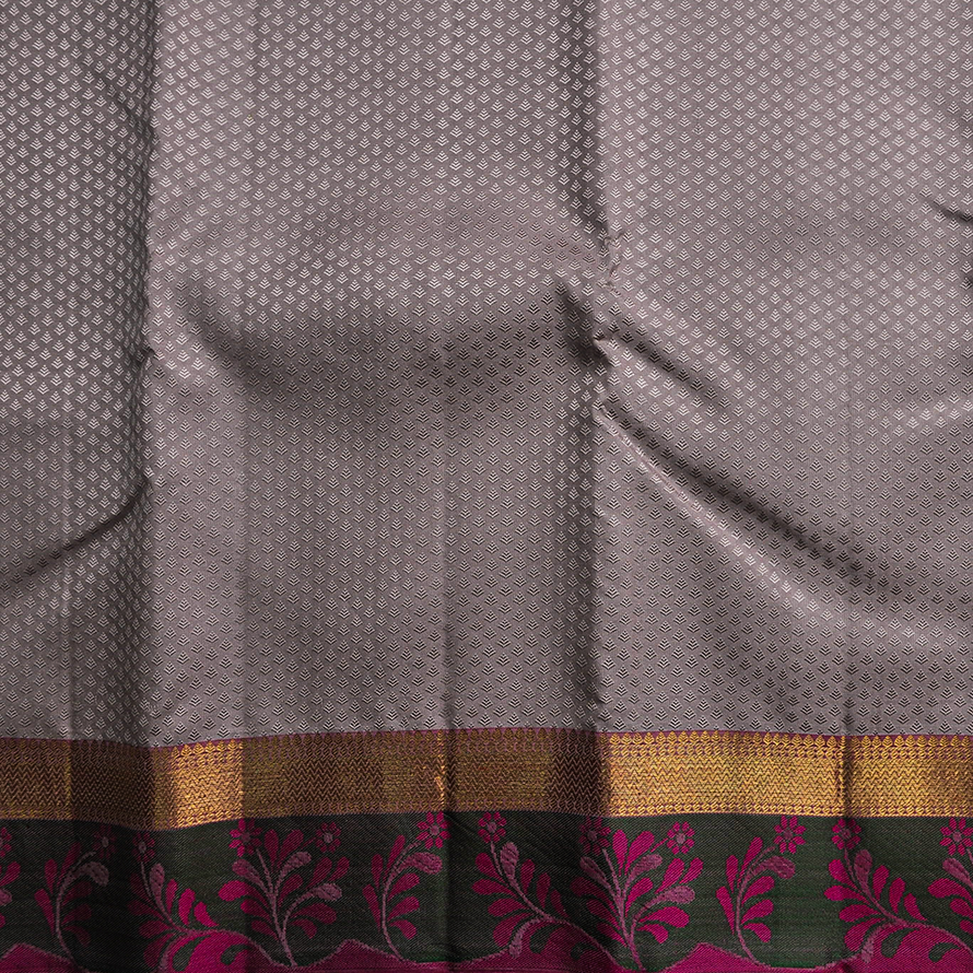 Silk Thread Design Saree – Double Side Grey with Half-White
