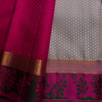 Silk Thread Design Saree – Double Side Grey with Half-White