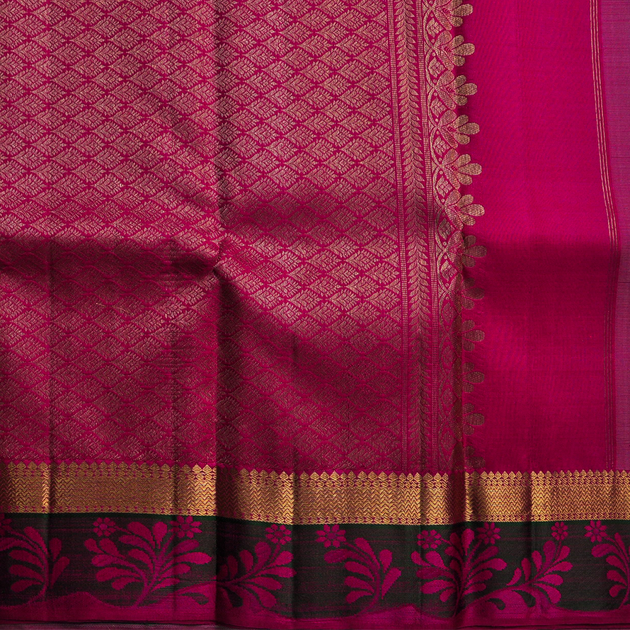 Silk Thread Design Saree – Double Side Grey with Half-White