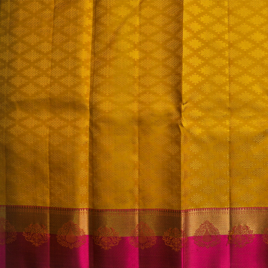 Silk Thread Design Saree – Double Side Mustard