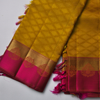 Silk Thread Design Saree – Double Side Mustard