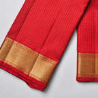 Tomato Red Vaira Usi Checks Saree with Double-Side Border
