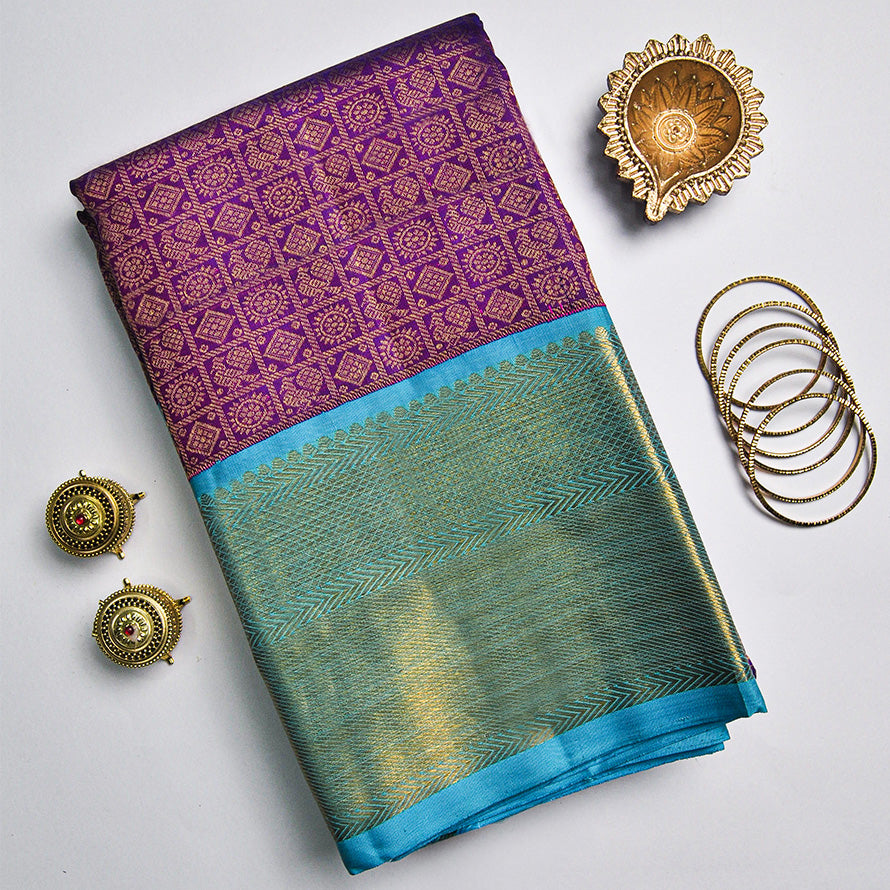 Violet Rose Kanchipuram Pure Silk Saree
