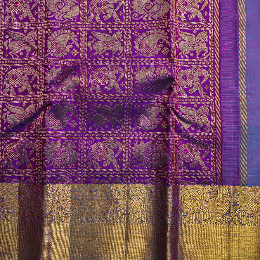 Violet Rose Self Design Kanchipuram Silk Saree