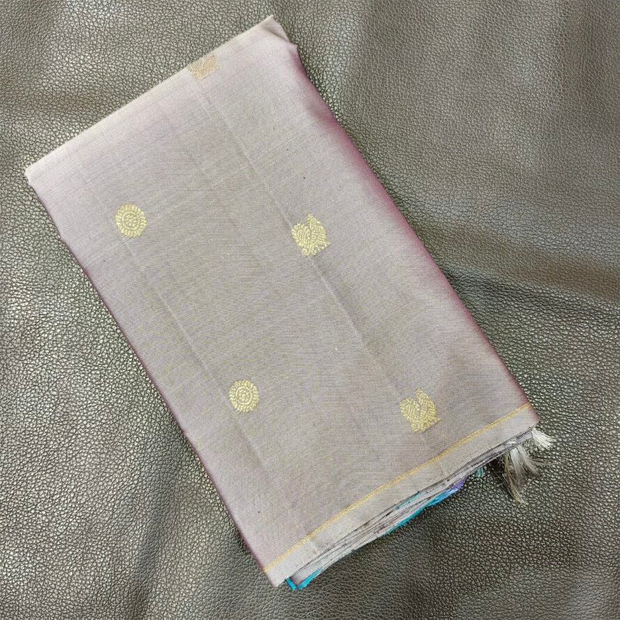 Chocolate Brown Kanchipuram Pure Silk Saree with Peacock Zari Motifs and Double Self Pallu