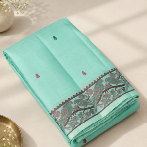 Rexona Green Pattu Pettu Silk Saree with Floral & Parrot Thread Border