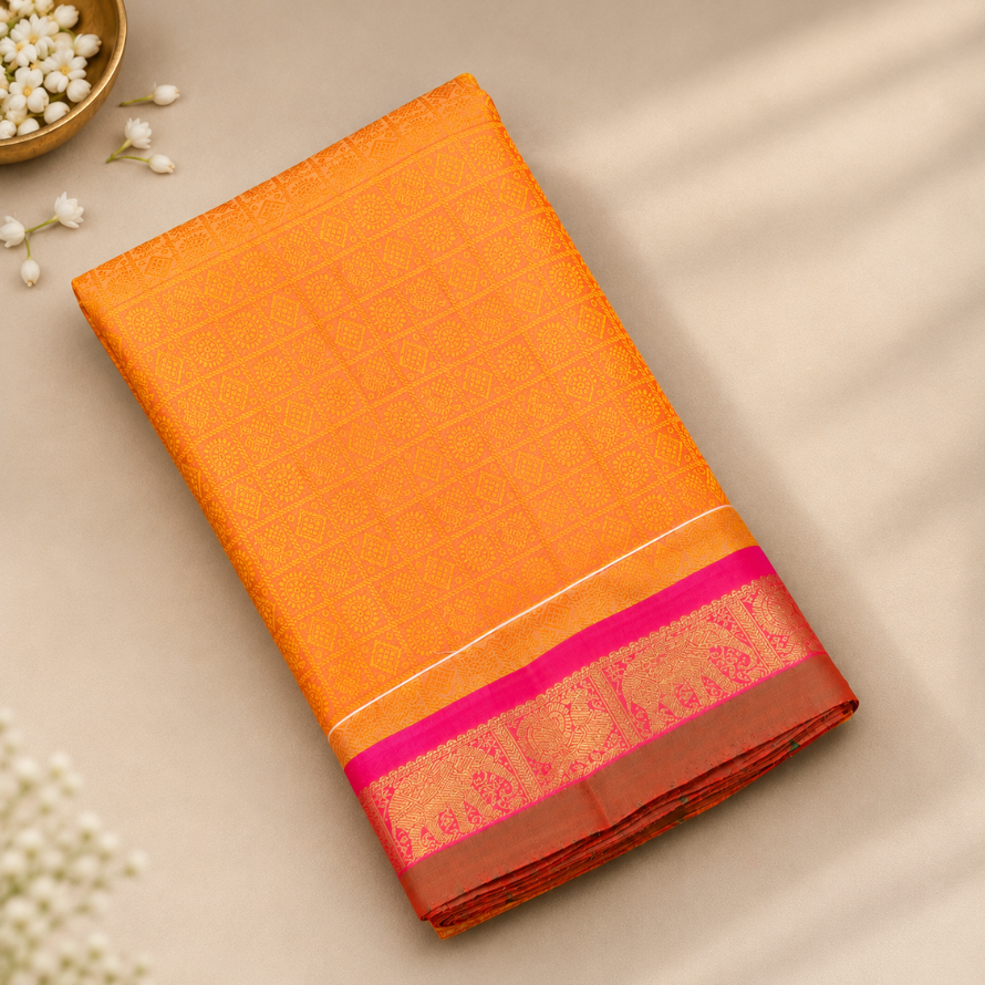 Double Shaded Orange Ananya Silk Saree