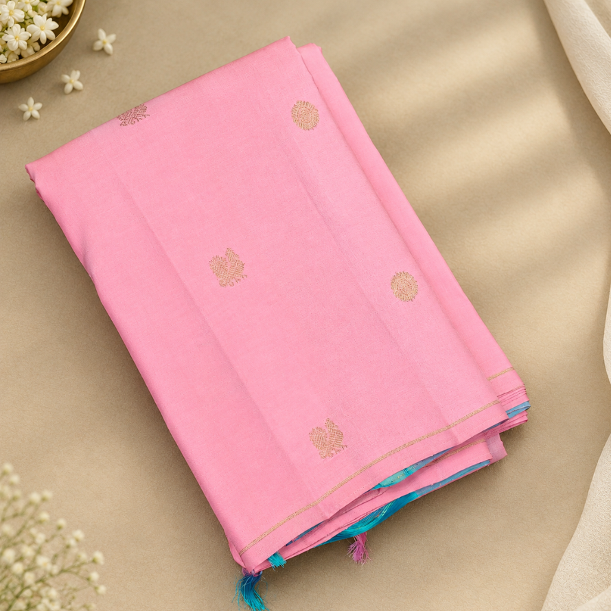 Pink Zari Butta Ananya Silk Saree