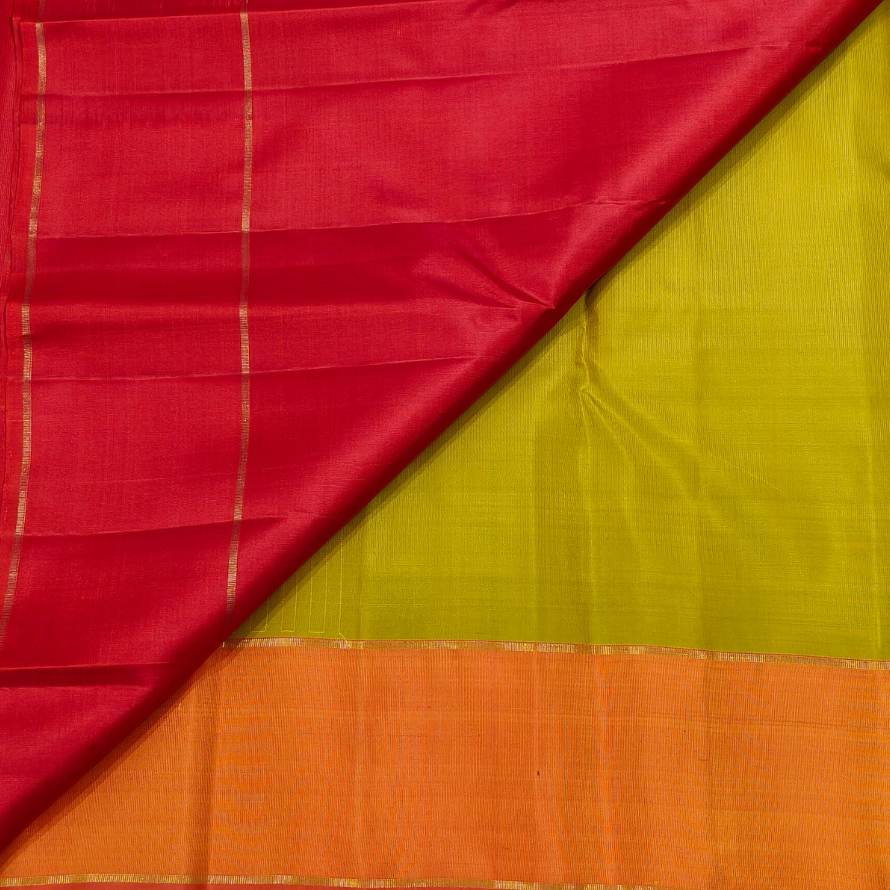 Greenish Yellow Ananya Silk Saree with Zari Buttas - Image 5